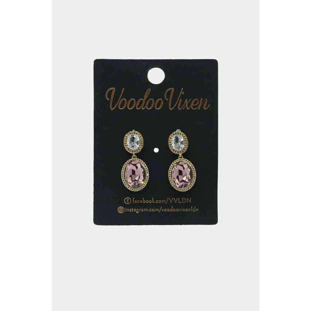 Voodoo Vixen - Oval Crystal Drop Des boucles d'oreilles - Violet